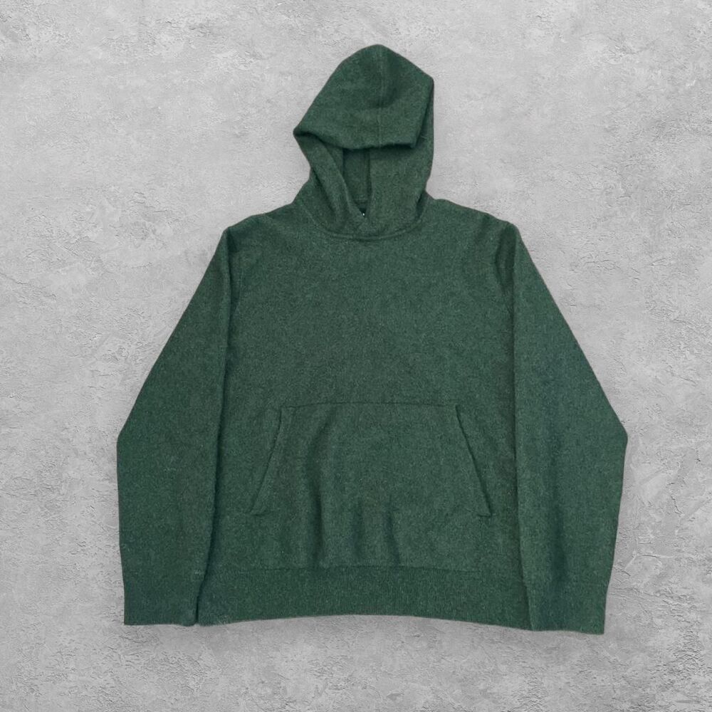 Banana Republic 100% Cashmere Hoodie Sweater Mens XL Green Quiet Luxury